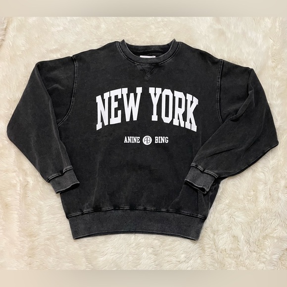 NEW Anine Bing Ramona New York Sweatshirt, Black, Women’s Medium - Picture 6 of 11